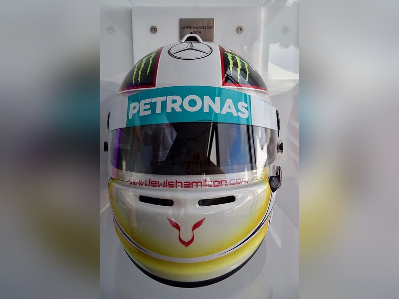 Photo of the Lewis Hamilton 2014 season helmet