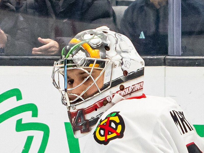 Photo of the Petr Mrazek 2024 season helmet